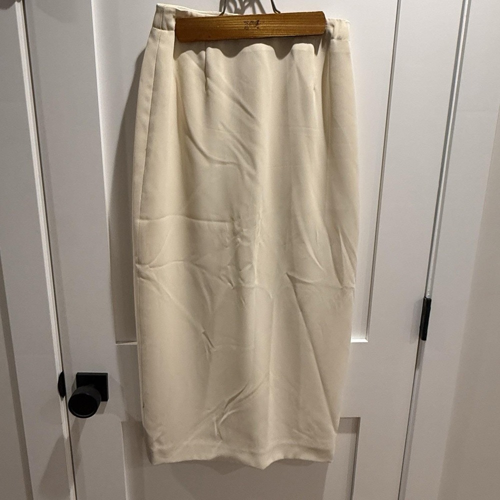 Vtg Jones New York‎ Women's Long Pencil Skirt Sz 6 Cream Back Slit Career Office